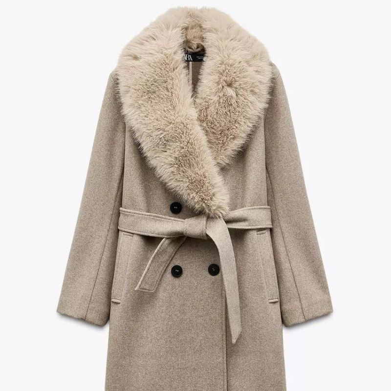 abrigos atemporales clave para esta temporada ZARA ABRIGO SOLAPA EFECTO PELO referencia 3046/353/704